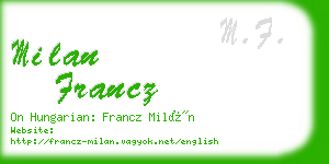 milan francz business card
